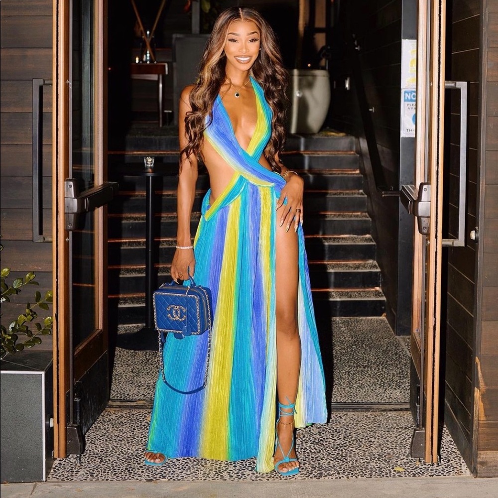 Turks & Caicos cross-cross backless maxi dress